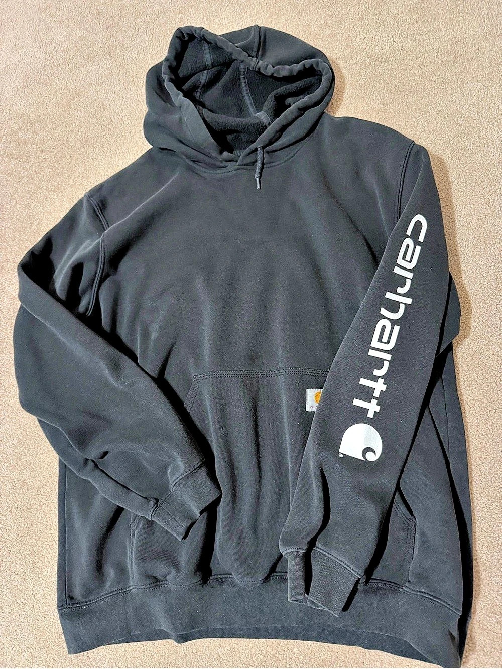 Carhartt Loose Fit Midweight Logo Sleeve Graphic Hooded Sweatshirt K288 Black
